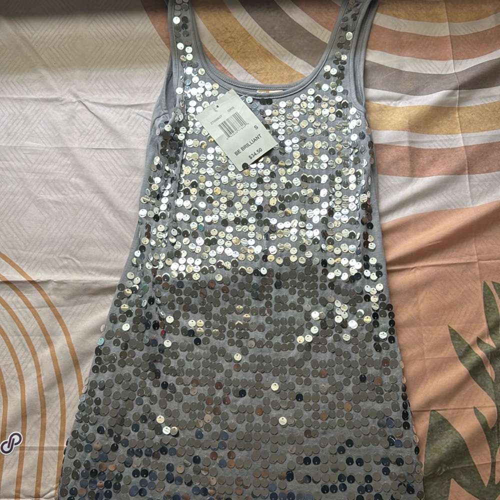 Eyeshadow Gray Sequin Mini Dress